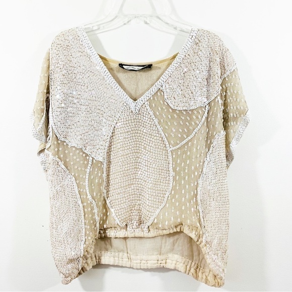 Vintage Lillie Rubin 100% silk beaded sequin top. - Picture 1 of 12